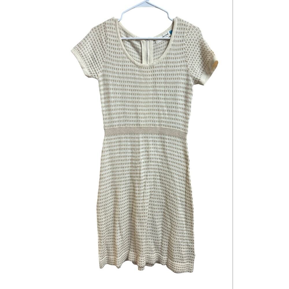 Anthropologie Sparrow Sweater Dress Cream Metallic Gold Knit Medium